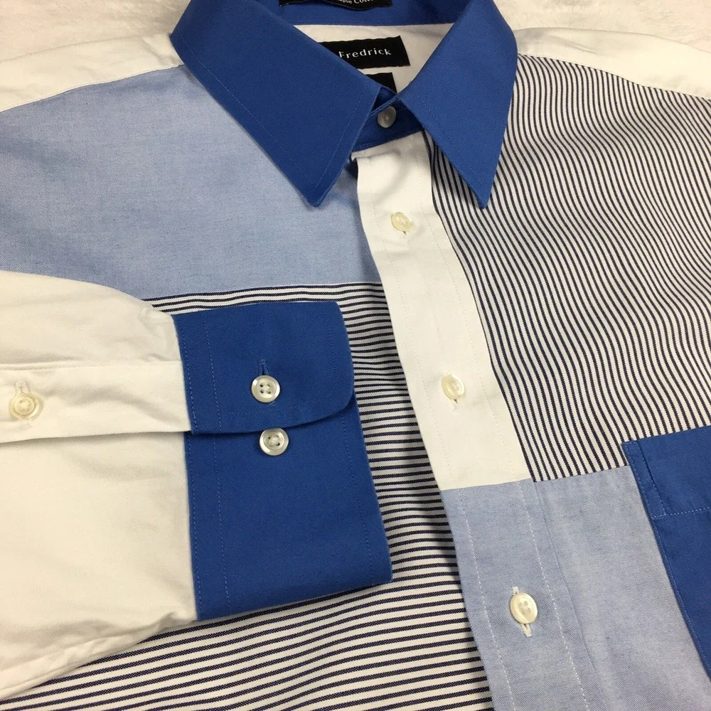 Paul Fredrick‎ Shirt Mens Large Multi-Pattern Panels Classic Fit